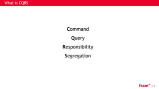 4
What is CQRS
Command
Query
Responsibility
Segregation
 