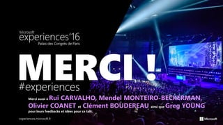 Merci aussi à Rui CARVALHO, Mendel MONTEIRO-BECKERMAN,
Olivier COANET et Clément BOUDEREAU ainsi que Greg YOUNG
pour leurs feedbacks et idées pour ce talk.
 