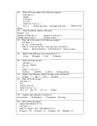 C question bank | DOCX | Programming Languages | Computing