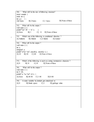 C question bank | DOCX | Programming Languages | Computing
