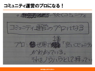 NPO法人CRファクトリー 
コミュニティ運営のプロになる！  