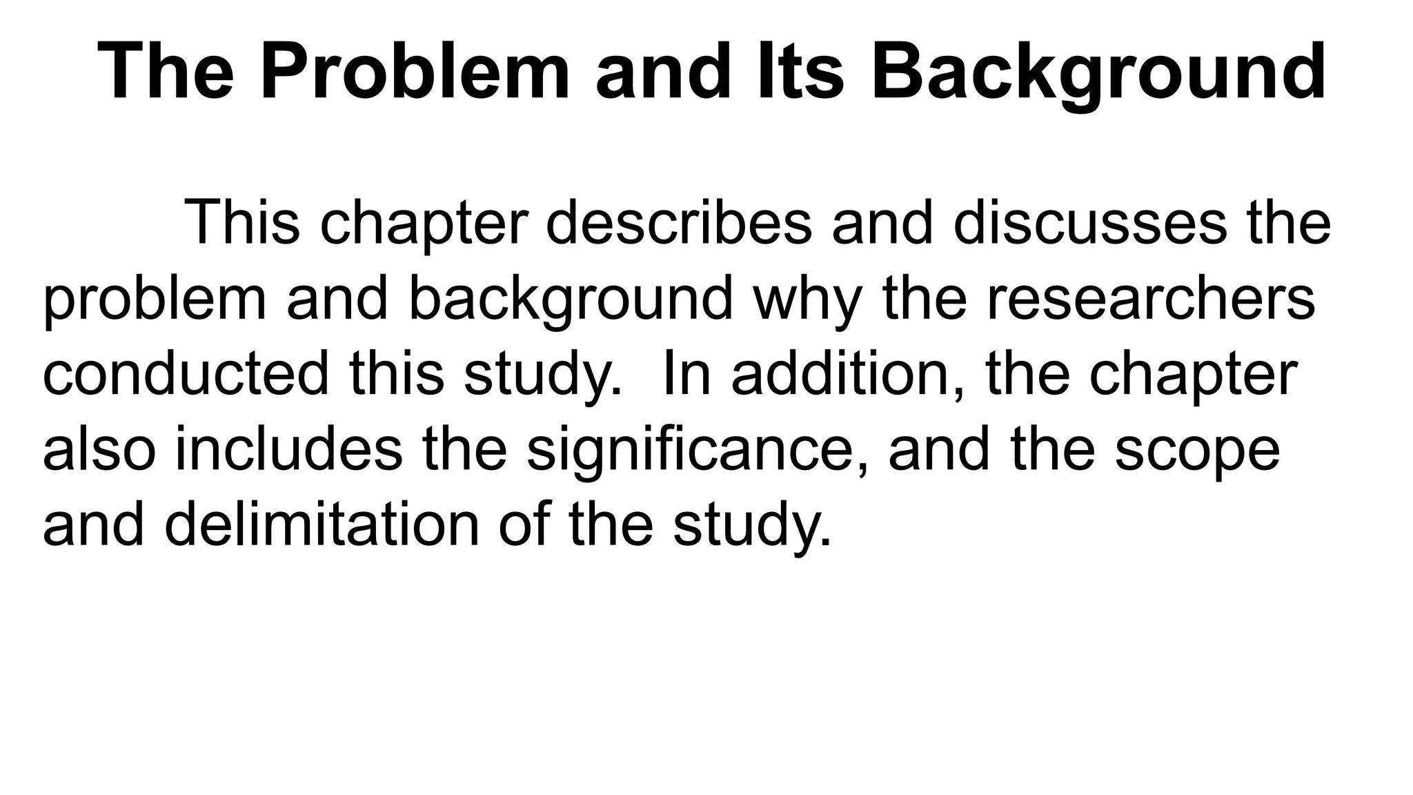 Chapter I - The Problem and Its Background