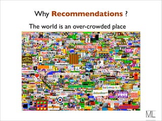 Why Recommendations ?
The world is an over-crowded place
 !"#$%&'()$*+$,-$&.#'/0'&%)#)$1(,0#
 