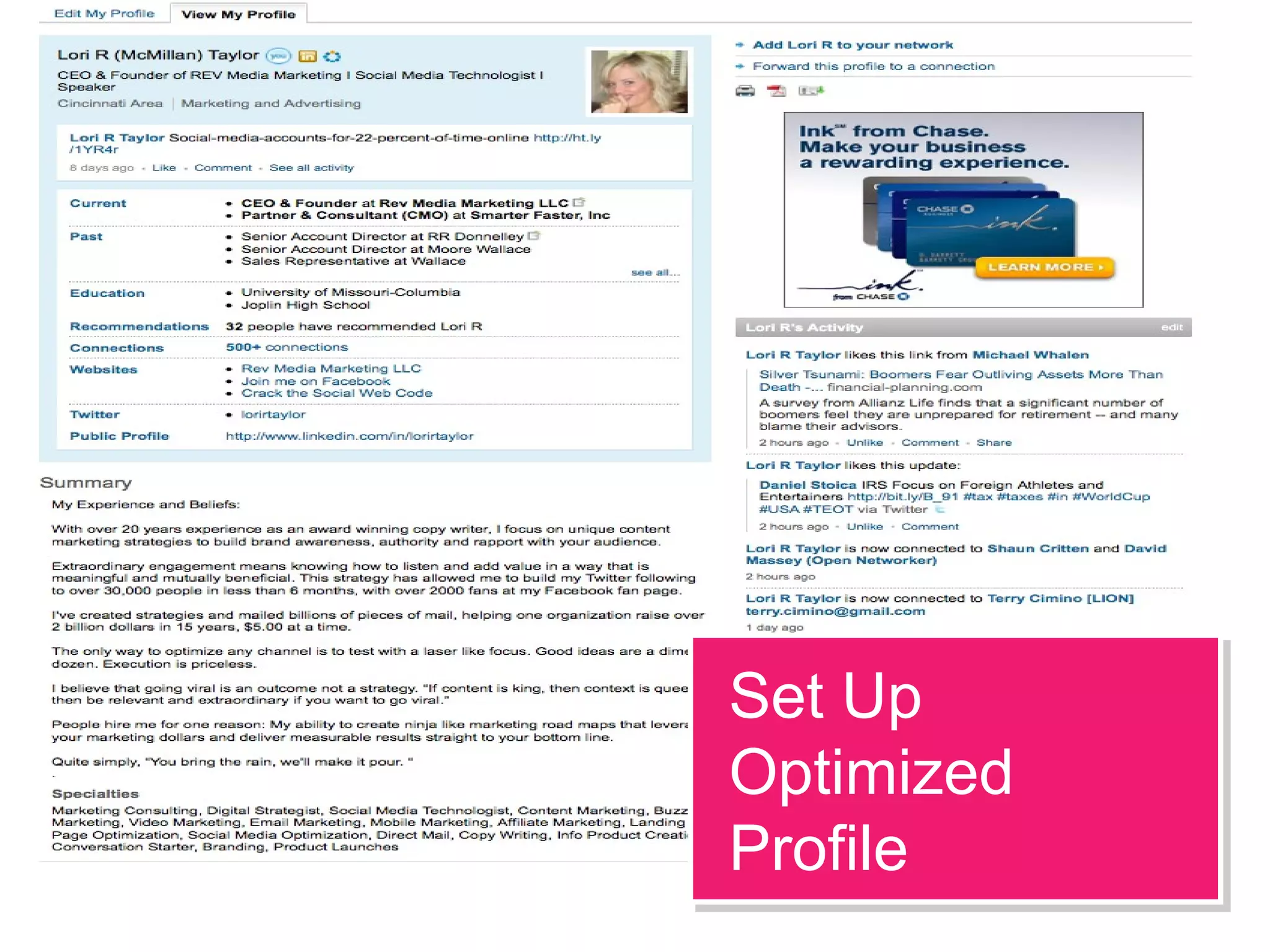 Set Up
Optimized
Profile
Set Up
Optimized
Profile
 
