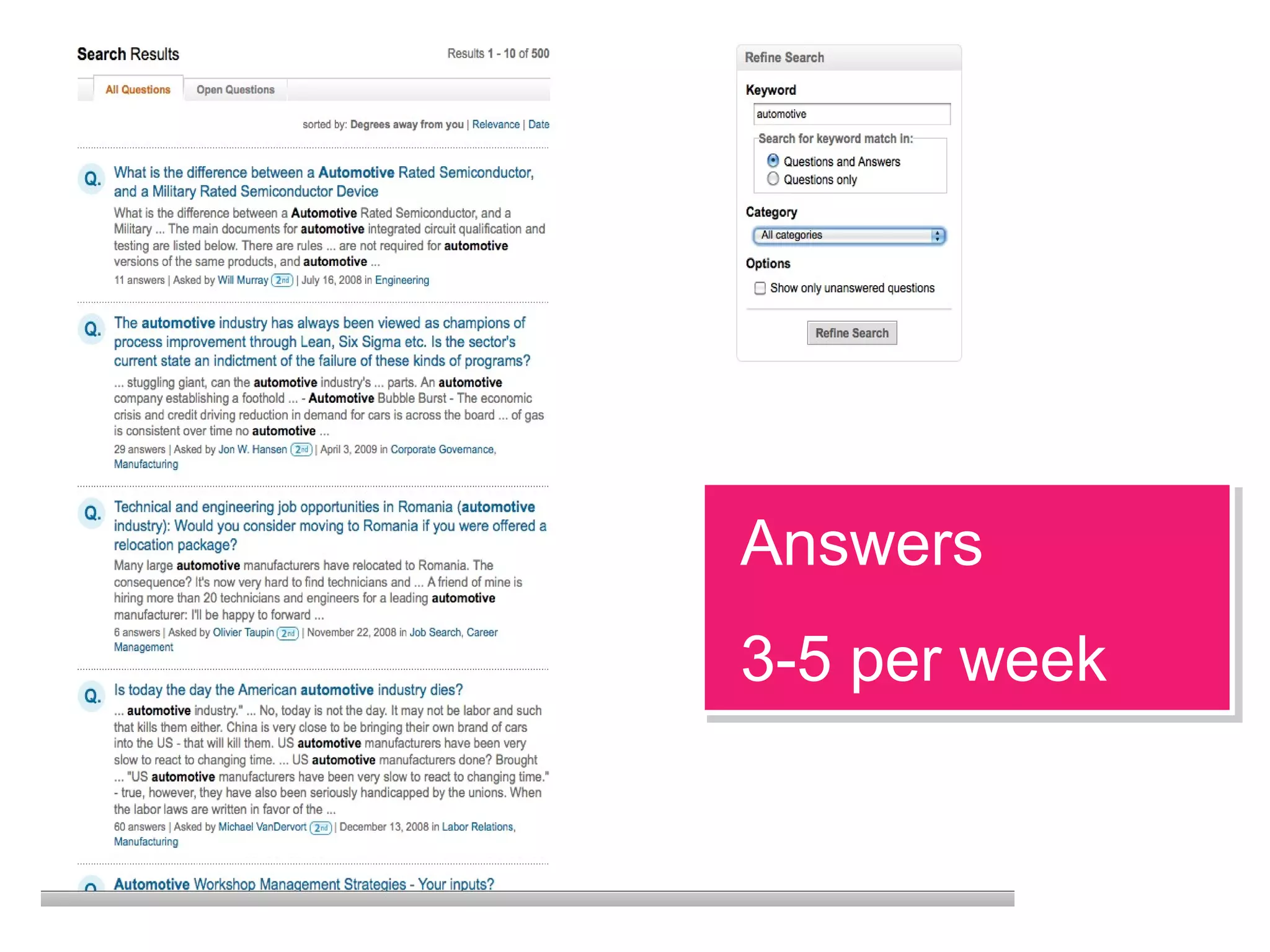 Answers
3-5 per week
Answers
3-5 per week
 