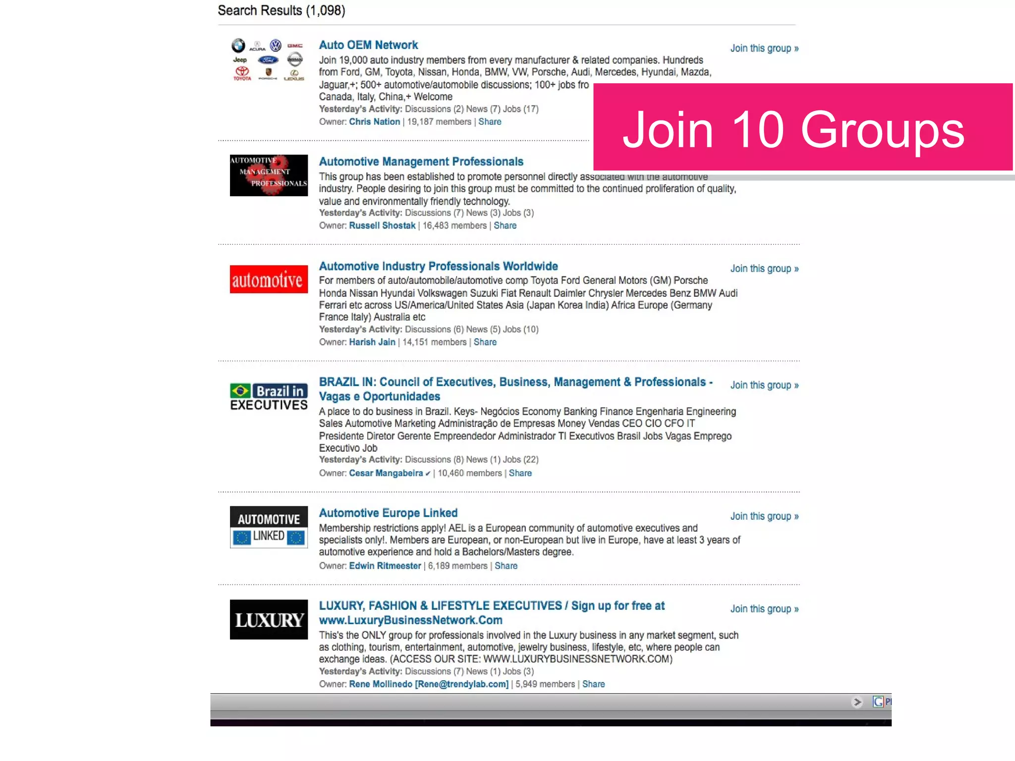 Join 10 GroupsJoin 10 Groups
 