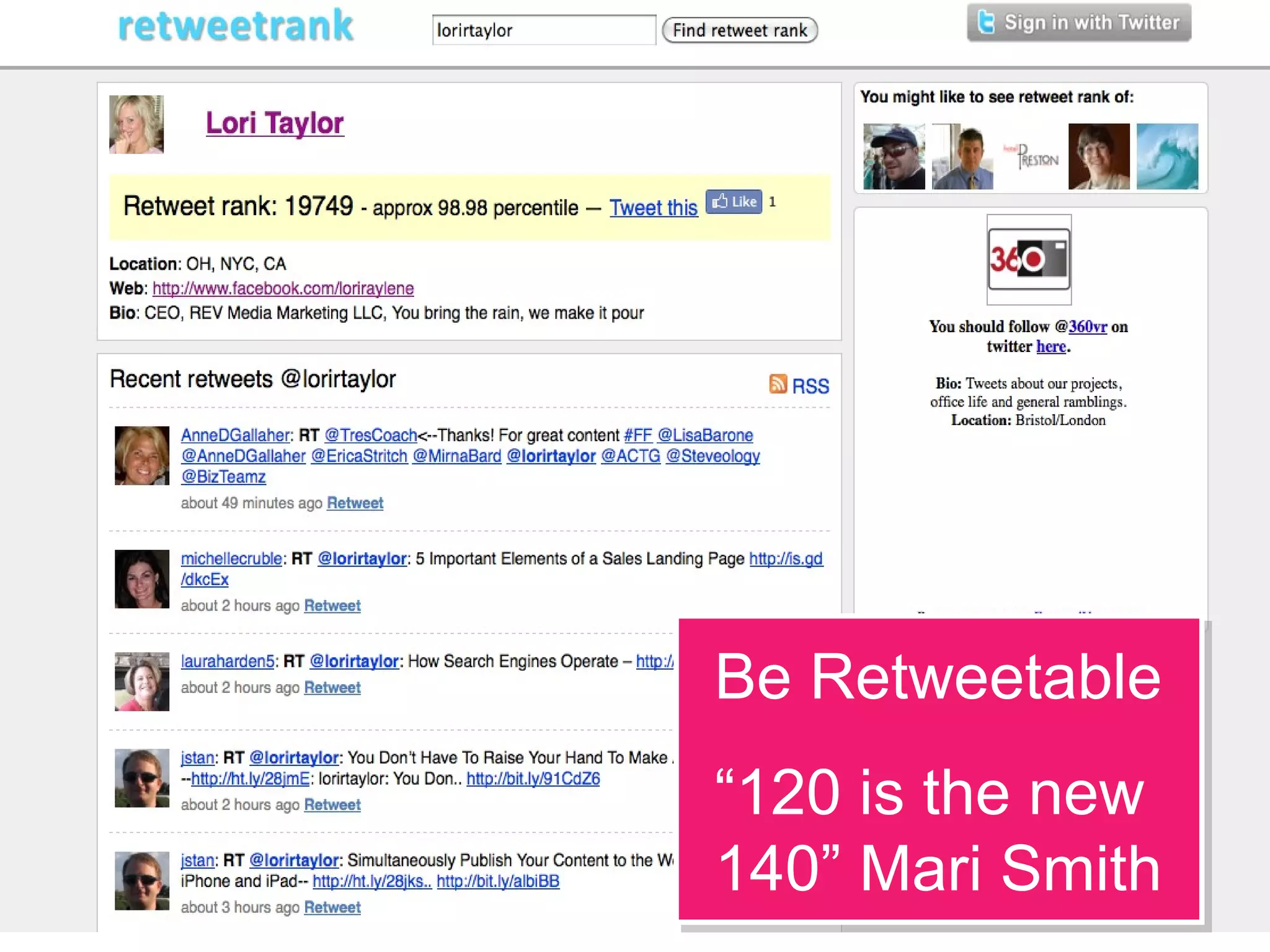 SOCIAL MEDIA TACTIC
Be Retweetable
“120 is the new
140” Mari Smith
Be Retweetable
“120 is the new
140” Mari Smith
 