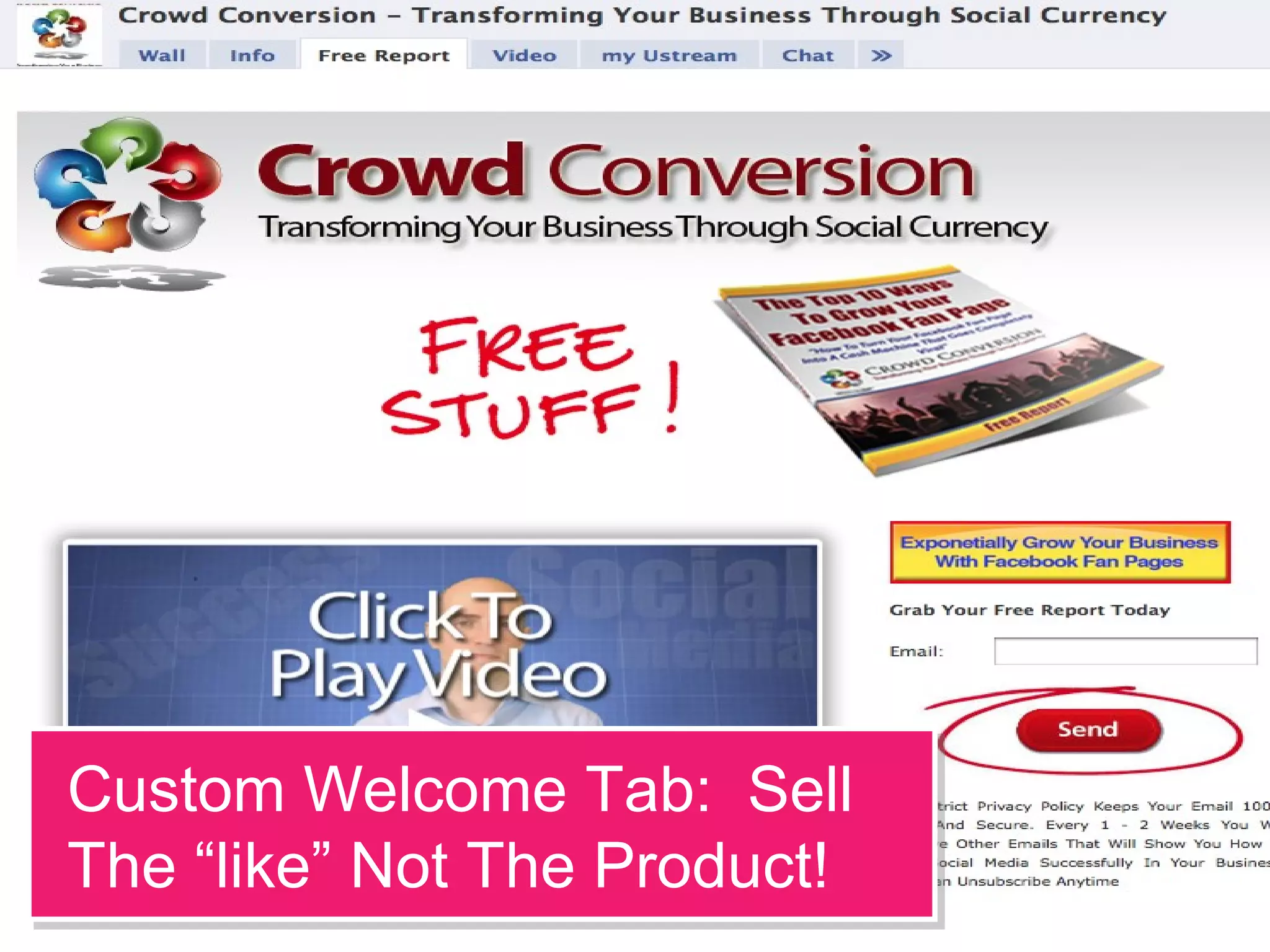 24
SOCIAL MEDIA TACTIC
Custom Welcome Tab: Sell
The “like” Not The Product!
Custom Welcome Tab: Sell
The “like” Not The Product!
 