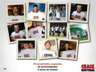 Personalidades engajadas 22 personalidades 6 times de futebol 17 