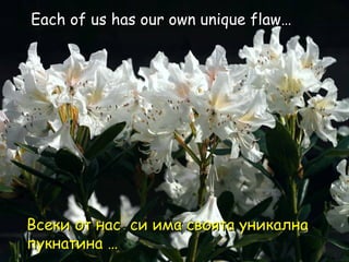 Each of us has our own unique flaw… Всеки от нас   си има своята уникална пукнатина … 