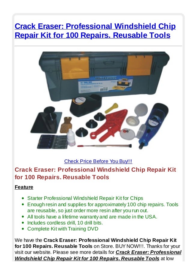 Crack eraser professional windshield chip repair kit for 100 repairs