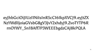 eyJhbGciOiJIUzI1NiIsInR5cCI6IkpXVCJ9.eyJtZX
NzYWdlIjoiaGVsbG8gV3JvY2xhdyJ9.ZvoTYTP6R
rnOYWY_5n1BAff7P3WEEEbgdzCAJ8kPQLA
18
 