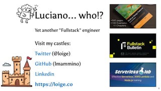 Luciano... who!?
Visit my castles:
(@loige)
(lmammino)
Twitter
GitHub
Linkedin
https://loige.co
Yet another "Fullstack" engineer
3
 