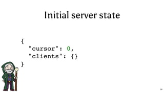 Initial server state
{
"cursor": 0,
"clients": {}
}
54
 