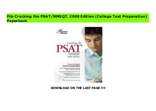 DOWNLOAD ON THE LAST PAGE !!!!
Download Here https://ebooklibrary.solutionsforyou.space/?book=0375428666 Cracking the PSAT brings you proven techniques from the test prep experts! The 2008 edition includes 2 full-length practice tests and all the strategies you’ll need to score higher. In Cracking the PSAT, we’ll teach you how to think like the test writers and ·Eliminate answer choices that look right but are planted to fool you·Master the most important PSAT vocabulary words·Crack even the toughest subjects: geometry, vocabulary, algebra, grammar, and more·Ace the math and short critical reading questionsPlus, all of our practice questions are just like those on the actual PSAT—but with detailed answers and explanations for every question. Read Online PDF Cracking the PSAT/NMSQT, 2009 Edition (College Test Preparation) Read PDF Cracking the PSAT/NMSQT, 2009 Edition (College Test Preparation) Read Full PDF Cracking the PSAT/NMSQT, 2009 Edition (College Test Preparation)
File Cracking the PSAT/NMSQT, 2009 Edition (College Test Preparation)
Paperback
 
