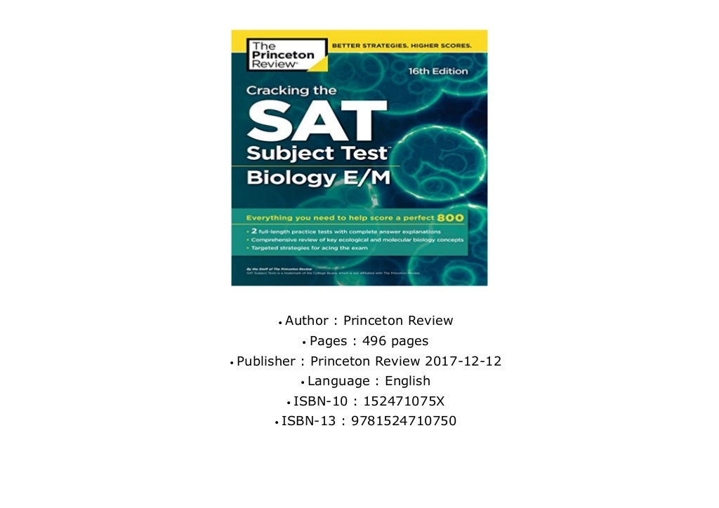 [GIFT IDEAS] Cracking the Sat Biology E/M Subject Test (College Test