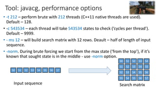 Tool: javacg, performance options
• -t 212 – perform brute with 212 threads (C++11 native threads are used).
Default – 128...