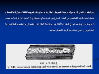 ‫ارا‬‫ح‬ ‫اال‬‫ق‬‫انت‬ ‫اريب‬‫ض‬ ‫اه‬‫ك‬ ‫اايي‬‫ج‬ ‫اا‬‫ي‬ ‫الكترود‬ ‫تعويض‬ ‫محل‬‫در‬ ‫ويژه‬‫به‬‫كار‬ ‫انتهاي‬‫از‬ ‫ترك‬ ‫اين‬
‫و‬‫ات‬‫س‬‫بال‬ ‫ت‬‫ر‬
‫اود‬‫ش‬‫اي‬‫م‬ ‫ع‬‫و‬‫ار‬‫ش‬،‫اردد‬‫گ‬ ‫مي‬ ‫ي‬ ‫انقباض‬ ‫ترك‬ ‫ايجاد‬ ‫باعث‬
.
‫ا‬‫ي‬‫با‬ ‫ارك‬‫ت‬ ‫ان‬‫ي‬‫ا‬ ‫ااد‬‫ج‬‫اي‬‫از‬ ‫ي‬‫اوگير‬‫ل‬‫ج‬ ‫اراي‬‫ب‬
‫اوس‬‫ق‬ ‫د‬
‫بر‬ ‫اب‬‫ق‬‫ع‬ ‫اه‬‫ب‬ ‫ي‬‫مقدار‬ ‫ا‬‫ر‬‫الكترود‬‫كار‬‫پايان‬ ‫پس‬ ‫آنكه‬ ‫يا‬‫و‬‫كرده‬ ‫ع‬‫و‬‫شر‬ ‫ترك‬ ‫ي‬‫و‬‫ر‬‫از‬ ‫ه‬‫ر‬‫دوبا‬ ‫ا‬‫ر‬
‫اا‬‫ي‬‫و‬‫اردانيم‬‫گ‬
‫نمایيم‬ ‫خاموش‬ ‫گرده‬ ‫محدوده‬ ‫خارج‬ ‫ا‬‫ر‬‫قوس‬ ‫آنكه‬
 