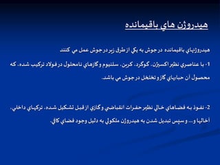 ‫باقيمانده‬ ‫نهاي‬‫ژ‬‫و‬‫هيدر‬
‫مي‬ ‫عمل‬ ‫جوش‬‫در‬‫ير‬‫ز‬‫ق‬‫طر‬‫از‬ ‫يكي‬ ‫به‬ ‫جوش‬‫در‬
‫كنند‬
1
-
‫ا‬‫ا‬‫ي‬‫ترك‬ ‫اولد‬‫ا‬‫ف‬‫در‬‫ل‬‫اامحلو‬‫ا‬‫ن‬ ‫ااي‬‫ا‬‫ه‬‫ز‬‫گا‬‫و‬‫النيوم‬‫ا‬‫س‬،‫اربن‬‫ا‬‫ك‬ ،‫اوگرد‬‫ا‬‫گ‬ ،‫ن‬‫ايد‬‫ا‬‫س‬‫اك‬‫ار‬‫ا‬‫ي‬‫نظ‬ ‫ي‬‫ار‬‫ا‬‫ص‬‫عنا‬ ‫اا‬‫ا‬‫ب‬
‫اه‬‫ا‬‫ك‬ ،‫اده‬‫ا‬‫ش‬ ‫ب‬
‫باشد‬ ‫مي‬ ‫جوش‬‫در‬‫تخلخل‬‫و‬‫گاز‬‫حبابهاي‬ ‫آن‬ ‫ل‬‫محصو‬
.
2
-
‫ااي‬‫ا‬‫ا‬‫ا‬‫ه‬‫ترك‬ ،‫اده‬‫ا‬‫ا‬‫ا‬‫ش‬‫اكيل‬‫ا‬‫ا‬‫ا‬‫ش‬‫ت‬ ‫ال‬‫ا‬‫ا‬‫ا‬‫ب‬‫ق‬‫از‬ ‫ي‬‫ااز‬‫ا‬‫ا‬‫ا‬‫گ‬‫و‬‫ي‬ ‫ا‬‫ا‬‫ا‬‫ا‬‫ض‬‫انقبا‬ ‫ارات‬‫ا‬‫ا‬‫ا‬‫ف‬‫ح‬‫ار‬‫ا‬‫ا‬‫ا‬‫ي‬‫نظ‬ ‫االي‬‫ا‬‫ا‬‫ا‬‫خ‬ ‫ااهاي‬‫ا‬‫ا‬‫ا‬‫ر‬‫ف‬ ‫اه‬‫ا‬‫ا‬‫ا‬‫ب‬ ‫اوذ‬‫ا‬‫ا‬‫ا‬‫ف‬‫ن‬
،‫اي‬‫ا‬‫ا‬‫ا‬‫ل‬‫داخ‬
‫و‬‫آخالها‬
...
‫كافي‬‫فراي‬ ‫وجود‬‫دليل‬‫به‬ ‫ملكولي‬ ‫ن‬‫ژ‬‫و‬‫هيدر‬‫به‬ ‫شدن‬‫تبديل‬ ‫سپس‬‫و‬
.
‫باقيمانده‬ ‫هاي‬ ‫ن‬‫ژ‬‫و‬‫هيدر‬
 