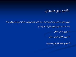 ‫ني‬‫ژ‬‫و‬‫هيدر‬ ‫تردي‬ ‫مكانيزم‬
‫ژ‬‫و‬‫ادر‬‫ي‬‫ه‬‫اردي‬‫ت‬ ‫اان‬‫م‬‫ه‬‫اا‬‫ي‬ ‫ن‬‫ژ‬‫و‬‫ادر‬‫ي‬‫ه‬‫از‬ ‫ي‬ ‫ا‬‫ش‬‫نا‬ ‫ارد‬‫س‬ ‫ارك‬‫ت‬ ‫اه‬‫ي‬‫توج‬ ‫اراي‬‫ب‬ ‫اي‬‫ف‬‫مختل‬ ‫ااي‬‫ه‬ ‫ي‬‫ر‬‫تئو‬
‫اه‬‫ئ‬‫ا‬‫ر‬‫ا‬ ‫ني‬
‫از‬ ‫تند‬‫ر‬‫عبا‬ ‫آن‬ ‫هاي‬‫ي‬‫ر‬‫تئو‬ ‫مهمترين‬ ‫است‬ ‫شده‬
:
1
-
‫سطحي‬‫فشار‬ ‫ي‬‫ر‬‫تئو‬
2
-
‫سطحي‬‫ي‬‫ژ‬‫انر‬ ‫كاهش‬‫ي‬‫ر‬‫تئو‬
3
-
‫ن‬‫ژ‬‫و‬‫هيدر‬‫اي‬‫ز‬ ‫تنش‬‫نفوذ‬ ‫ي‬‫ر‬‫تئو‬
 