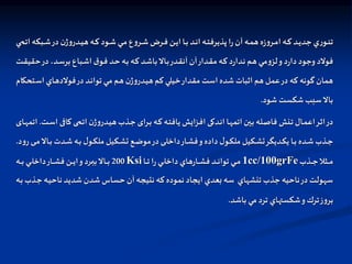 ‫ابك‬‫ا‬‫ش‬‫در‬ ‫ن‬‫ژ‬‫و‬‫ادر‬‫ا‬‫ي‬‫ه‬ ‫اه‬‫ا‬‫ك‬ ‫اود‬‫ا‬‫ش‬ ‫اي‬‫ا‬‫ا‬‫م‬ ‫ع‬‫و‬‫ار‬‫ا‬‫ش‬ ‫ارض‬‫ا‬‫ف‬ ‫ان‬‫ا‬‫ي‬‫ا‬ ‫اا‬‫ا‬‫ب‬ ‫اد‬‫ا‬‫ن‬‫ا‬ ‫اه‬‫ا‬‫ا‬‫ت‬‫پذيرف‬ ‫ا‬‫ر‬ ‫آن‬ ‫اه‬‫ا‬‫م‬‫ه‬ ‫ه‬‫ز‬‫و‬‫ار‬‫ا‬‫م‬‫ا‬ ‫اه‬‫ا‬‫ك‬ ‫اد‬‫ا‬‫ي‬‫جد‬ ‫ي‬‫ر‬‫او‬‫ا‬‫ئ‬‫ت‬
‫اي‬‫ا‬‫ا‬ ‫ات‬ ‫ه‬
‫ح‬‫در‬ ،‫اد‬‫س‬‫بر‬ ‫اباع‬‫ش‬‫ا‬ ‫ق‬‫او‬‫ف‬ ‫اد‬‫ح‬ ‫اه‬‫ب‬ ‫اه‬‫ك‬ ‫اد‬‫ش‬‫با‬‫اال‬‫ب‬‫ادر‬‫ق‬‫آن‬ ‫آن‬‫ادار‬‫ق‬‫م‬ ‫اه‬‫ك‬ ‫د‬‫ر‬‫ادا‬‫ن‬ ‫ام‬‫ه‬ ‫اي‬‫م‬‫و‬‫لز‬‫و‬ ‫د‬‫ر‬‫دا‬ ‫وجود‬ ‫فولد‬
‫ات‬‫ق‬‫قي‬
‫ا‬‫س‬‫ا‬ ‫ااي‬‫ه‬‫فولد‬‫در‬ ‫اد‬‫ن‬‫توا‬ ‫اي‬‫م‬ ‫ام‬‫ه‬ ‫ن‬‫ژ‬‫و‬‫ادر‬‫ي‬‫ه‬ ‫كم‬ ‫خيلي‬‫مقدار‬ ‫است‬ ‫شده‬ ‫اثبات‬ ‫هم‬ ‫عمل‬‫در‬ ‫كه‬ ‫گونه‬ ‫همان‬
‫تحكام‬
‫شود‬ ‫شكست‬ ‫سبب‬‫بال‬
.
‫ااف‬‫ا‬‫ه‬ ‫ای‬‫ا‬ ‫ات‬ ‫ن‬‫ژ‬‫و‬‫ادر‬‫ا‬‫ی‬‫ه‬ ‫اذب‬‫ا‬‫ج‬ ‫ارای‬‫ا‬‫ب‬ ‫اه‬‫ا‬‫ک‬ ‫اه‬‫ا‬‫ت‬‫یاف‬ ‫ش‬ ‫ازا‬‫ا‬‫ف‬‫ا‬ ‫اده‬‫ا‬‫ن‬‫ا‬ ‫اا‬‫ا‬‫ه‬‫اتم‬ ‫اين‬‫ا‬‫ب‬ ‫اله‬‫ا‬‫ص‬‫فا‬ ‫انش‬‫ا‬‫ت‬ ‫اال‬‫ا‬‫م‬‫اع‬‫ار‬‫ا‬‫ث‬‫ا‬‫در‬
‫ات‬‫ا‬‫س‬‫ا‬
.
‫اای‬‫ا‬‫ه‬‫اتم‬
‫اا‬‫ا‬‫ب‬ ‫ادت‬‫ا‬‫ش‬ ‫اه‬‫ا‬‫ب‬ ‫ل‬‫او‬‫ا‬‫ت‬‫مل‬ ‫اتیل‬‫ا‬‫ش‬‫ت‬ ‫اع‬‫ا‬‫ض‬‫مو‬‫در‬ ‫ا‬‫ا‬‫ل‬‫داخ‬‫اار‬‫ا‬‫ش‬‫ف‬‫و‬ ‫داده‬ ‫ل‬‫او‬‫ا‬‫ت‬‫مل‬ ‫اتیل‬‫ا‬‫ش‬‫ت‬‫ادیگر‬‫ا‬‫ت‬‫ی‬ ‫اا‬‫ا‬‫ب‬ ‫اده‬‫ا‬‫ش‬ ‫اذب‬‫ا‬‫ج‬
‫د‬‫و‬‫ر‬ ‫ا‬‫ا‬‫م‬‫ل‬
.
‫اذب‬‫ا‬‫ا‬‫ا‬‫ج‬‫ال‬ ‫ا‬‫ا‬‫ا‬‫ا‬‫م‬
1cc/100grFe
‫اا‬‫ا‬‫ا‬‫ا‬‫ت‬ ‫ا‬‫ر‬ ‫اي‬‫ا‬‫ا‬‫ا‬‫ل‬‫داخ‬ ‫هاي‬‫ر‬‫اا‬‫ا‬‫ا‬‫ا‬‫ش‬‫ف‬ ‫اد‬‫ا‬‫ا‬‫ا‬‫ن‬‫توا‬ ‫اي‬‫ا‬‫ا‬‫ا‬‫م‬
Ksi
200
‫اه‬‫ا‬‫ا‬‫ا‬‫ب‬ ‫اي‬‫ا‬‫ا‬‫ا‬‫ل‬‫داخ‬‫اار‬‫ا‬‫ا‬‫ا‬‫ش‬‫ف‬ ‫ان‬‫ا‬‫ا‬‫ا‬‫ي‬‫ا‬‫و‬ ‫ارد‬‫ا‬‫ا‬‫ا‬‫و‬‫ب‬‫اال‬‫ا‬‫ا‬‫ا‬‫ب‬
‫ا‬‫ج‬ ‫اه‬‫ي‬‫ناح‬ ‫شديد‬ ‫شدن‬ ‫حساس‬ ‫آن‬ ‫نتيجه‬ ‫كه‬ ‫نموده‬ ‫ايجاد‬ ‫بعدي‬ ‫سه‬ ‫تنشهاي‬ ‫جذب‬ ‫ناحيه‬‫در‬ ‫سهولت‬
‫اه‬‫ب‬ ‫ذب‬
‫باشد‬ ‫مي‬ ‫ترد‬ ‫شكستهاي‬‫و‬ ‫ترك‬‫ز‬‫و‬‫بر‬
.
 