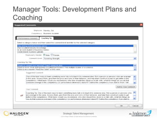 Manager Tools: Development Plans and
Coaching

© 2013 Halogen Software. All rights reserved. All contents are confidential.

 