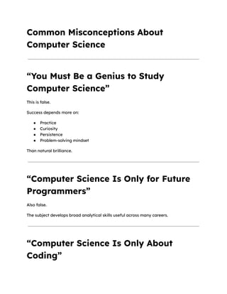 Computer Science Misconceptions Why IGCSE Computer Science Is a Vital Future Skill for Students | PDF