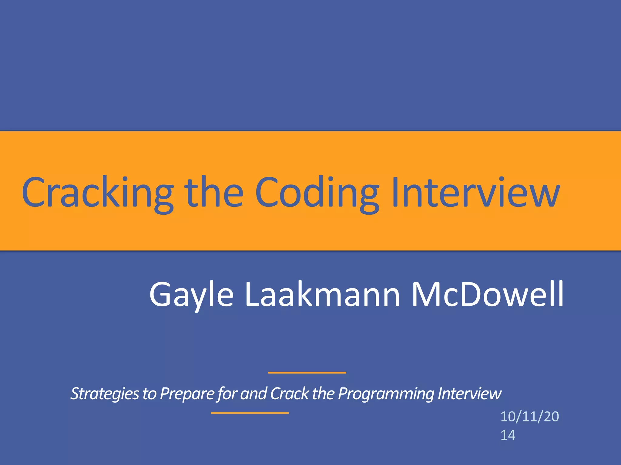 Cracking the Coding Interview | PPTX | Programming Languages | Computing
