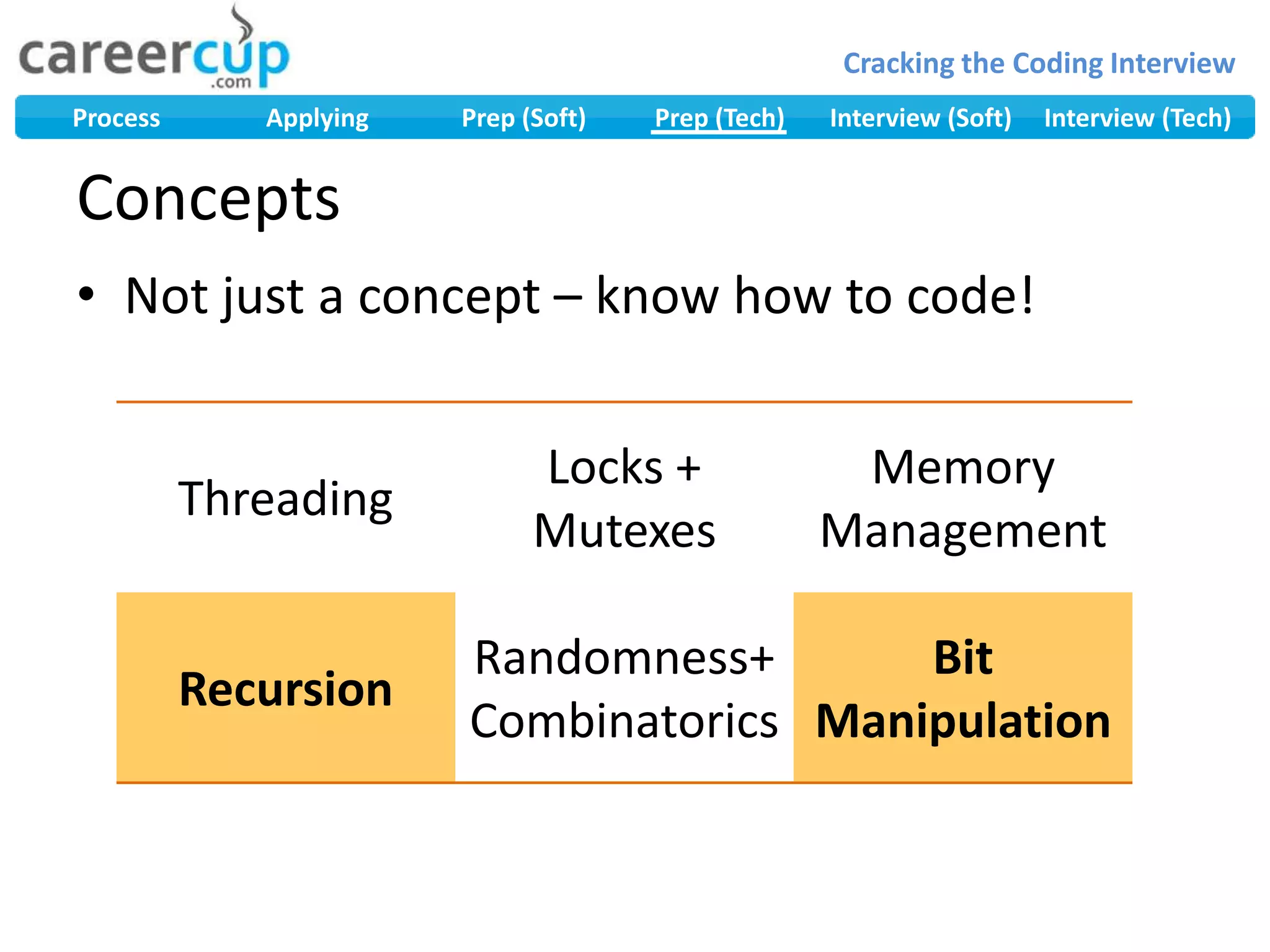 ConceptsNot just a concept – know how to code!
