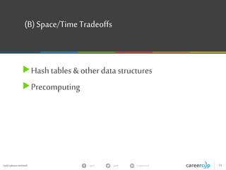 Gayle Laakmann McDowell 54gayle in/gaylemcdgayle
What’s unnecessary?
 Ex: a3 + b3 = c3 + d3 (1 <=a,b, c, d<= 1000
 Unnecessary: looking for d
U
 