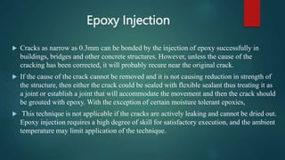 Epoxy Injection Bridge type of Cracks in building and its repair | PPTX