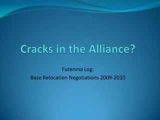 Futenma Log:
Base Relocation Negotiations 2009-2010
 
