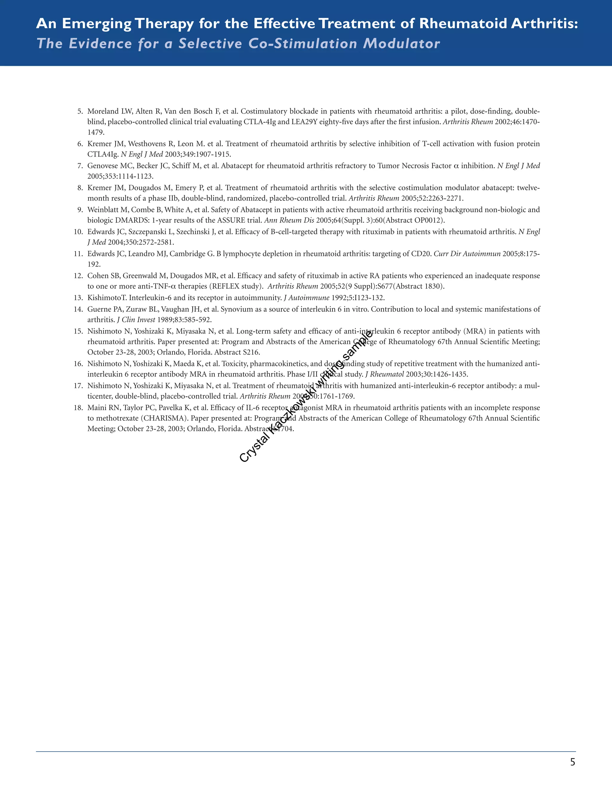 Rhematoid Arthritis_CME symposium program abstracts and introduction written by Crystal Kaczkowski