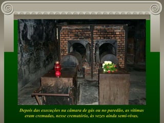 Depois das execuções na câmara de gás ou no paredão, as vítimas eram cremadas, nesse crematório, às vezes ainda semi-vivas. 