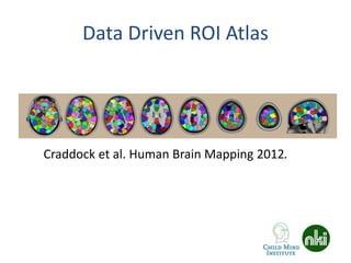 Data Driven ROI Atlas
Craddock et al. Human Brain Mapping 2012.
 