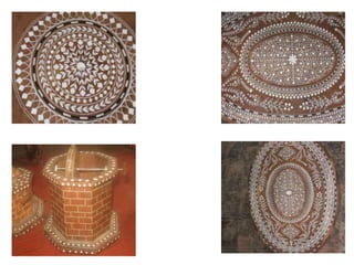  The embroidery is done from the wrong side. Then, darning stitch placed in different directions-vertical, horizontal and diagonal. Basic process involved in Phulkari embroidery The pattern is controlled by the counting of the thread, but quite often the outline of the pattern is embroidered on the cloth in green thread.