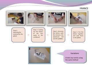 FRANCE
Variations
Create any names using
the same method
Variations
Create any names using
the same method
 