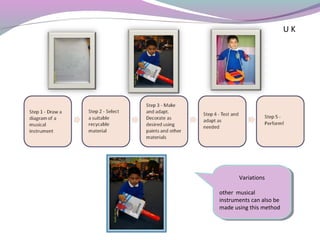 U K
Variations
other musical
instruments can also be
made using this method
Variations
other musical
instruments can also be
made using this method
 