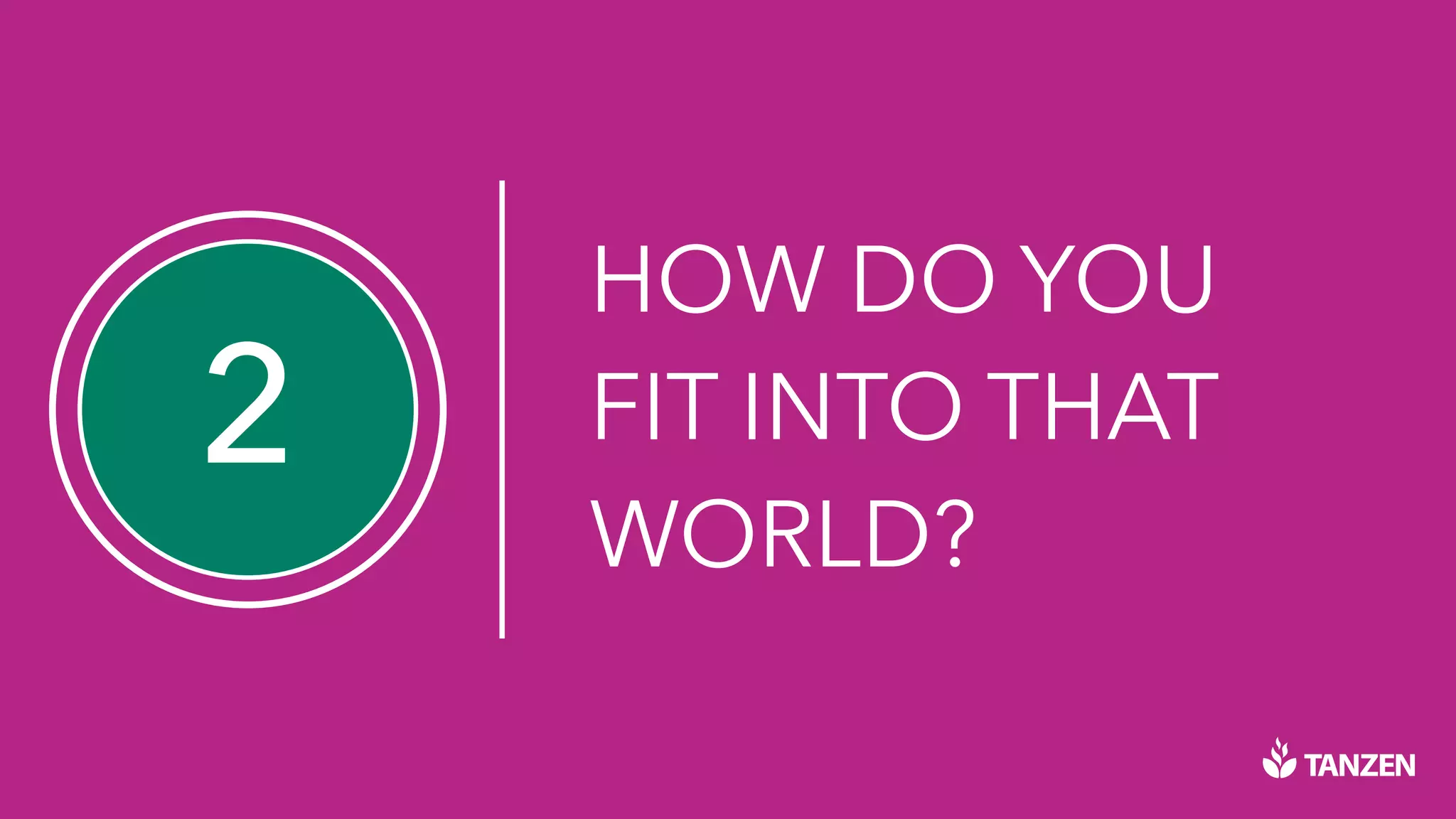 2
HOW DO YOU
FIT INTO THAT
WORLD?
 