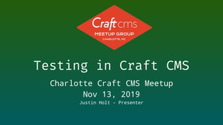 Testing in Craft CMS | PDF