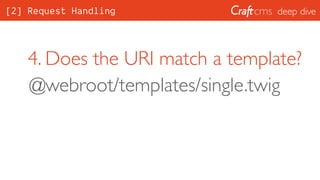 deep dive
4. Does the URI match a template?
@webroot/templates/single.twig
[2] Request Handling
 