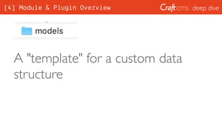 deep dive
A "template" for a custom data
structure
[4] Module & Plugin Overview
 