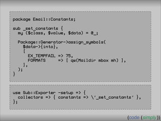 Crafting Custom Interfaces with Sub::Exporter