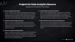 Crafting a Compelling Resume for Data Analytics Freshers and project ...