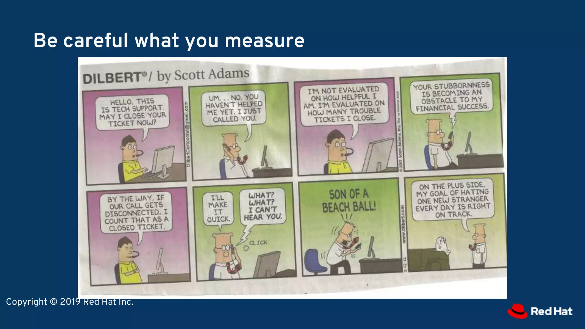 Be careful what you measure
Copyright © 2019 Red Hat Inc.
 