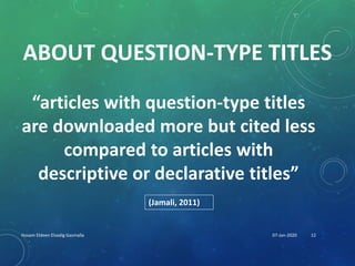 Question Title Examples Crafting a title for a research paper | PPTX
