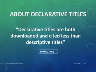Declarative Title Examples Crafting a title for a research paper | PPTX
