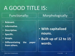 Crafting a title for a research paper | PPTX