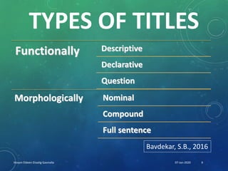 Declarative Title Examples Crafting a title for a research paper | PPTX