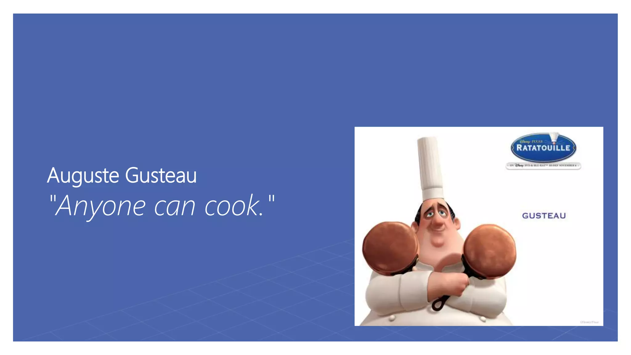 Auguste Gusteau
"Anyone can cook."
 